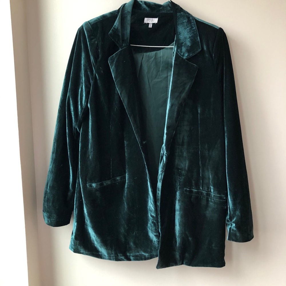 Forest green velvet blazer